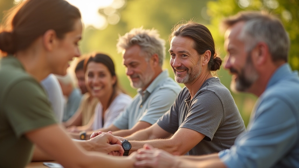 Grupo de voluntários de várias idades trabalhando juntos em projeto comunitário, ambiente acolhedor e colaborativo
